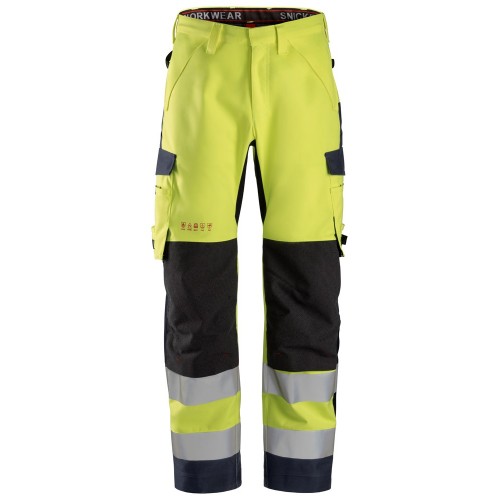 6563 Pantalones largos de trabajo impermeables Waterproof Shell de alta visibilidad clase 2 ProtecWork amarillo-azul marino talla 144