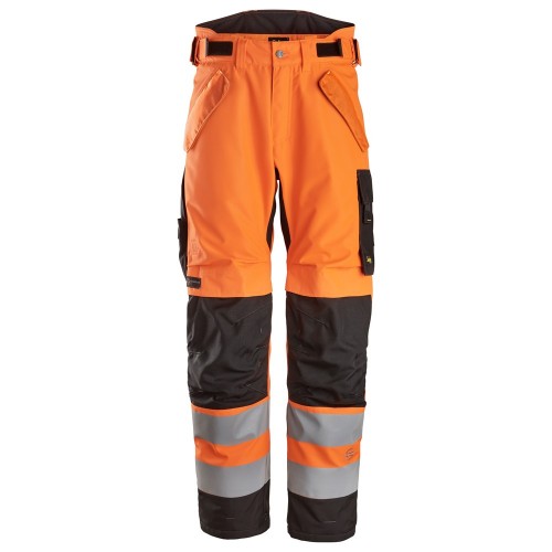6630 Pantalones largos de trabajo impermeables de alta visibilidad clase 2 acolchados con doble capa 37.5® naranja-negro talla L