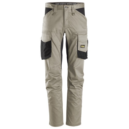 6803 Pantalones largos de trabajo elásticos AllroundWork sin bolsillos para las rodilleras color beige/ negro
