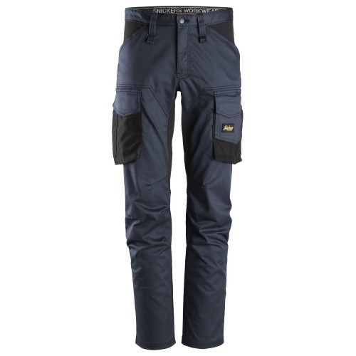 6803 Pantalones largos de trabajo elásticos sin bolsillos para las rodilleras AllroundWork azul marino-negro talla 46