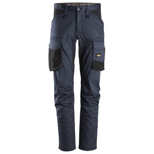 6803 Pantalones largos de trabajo elásticos AllroundWork sin bolsillos para las rodilleras color azul marino/ negro