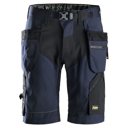 6904 Pantalones cortos de trabajo FlexiWork+ bolsillos flotantes azul marino/ negro