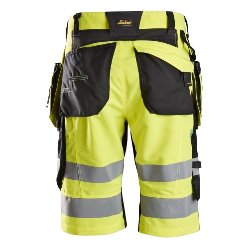 6933 Pantalones cortos FlexiWork alta visibilidad clase 1 con bolsillos flotantes amarillo-negro