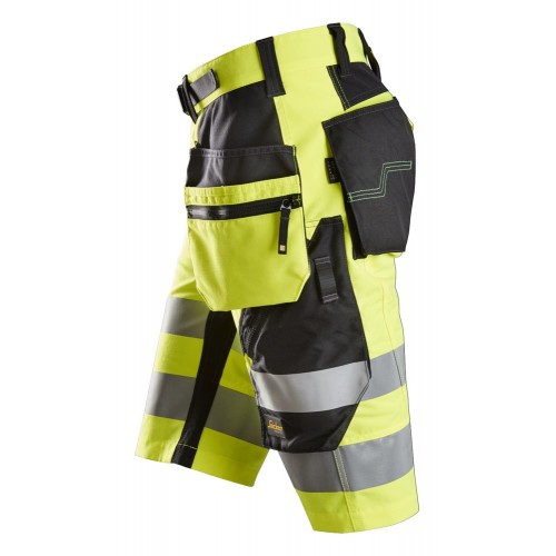 6933 Pantalones cortos FlexiWork alta visibilidad clase 1 con bolsillos flotantes amarillo-negro