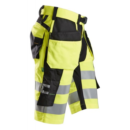 6933 Pantalones cortos FlexiWork alta visibilidad clase 1 con bolsillos flotantes amarillo-negro