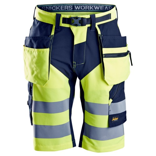 6933 Pantalones largos de trabajo de alta visibilidad clase 1 FlexiWork amarillo-azul marino talla 48