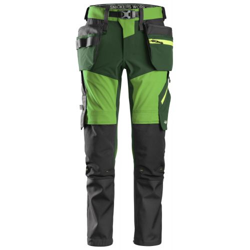 Pantalón FlexiWork Softshell elástico con bolsillos flotantes Verde Manzana/Verde Bosque talla 44