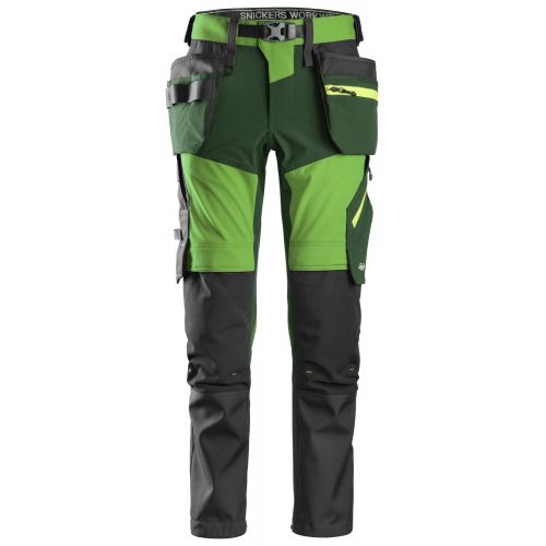 Pantalón FlexiWork Softshell elástico con bolsillos flotantes Verde Manzana/Verde Bosque talla 48