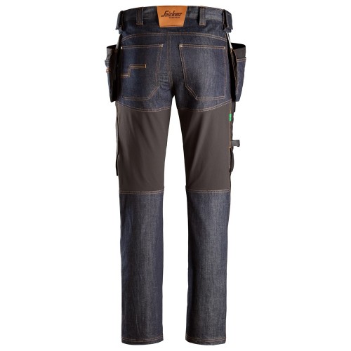6955 Pantalones largos de trabajo FlexiWork en tejido vaquero con bolsillos flotantes