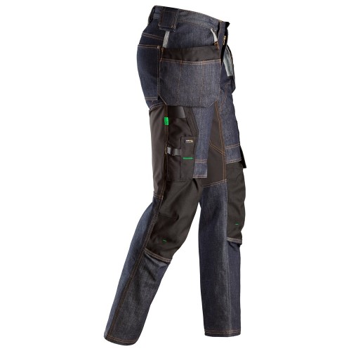 6955 Pantalones largos de trabajo FlexiWork en tejido vaquero con bolsillos flotantes