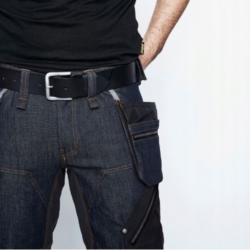 6955 Pantalones largos de trabajo FlexiWork en tejido vaquero con bolsillos flotantes