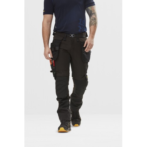 6972 Pantalones largos de trabajo FlexiWork con bolsillos flotantes desmontables negro