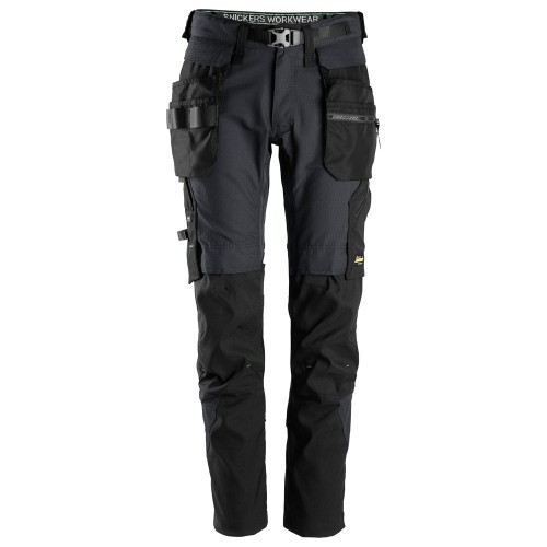 6972 Pantalones largos de trabajo FlexiWork con bolsillos flotantes desmontables gris acero-negro