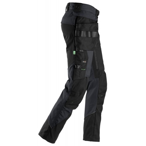 6972 Pantalones largos de trabajo FlexiWork con bolsillos flotantes desmontables gris acero-negro