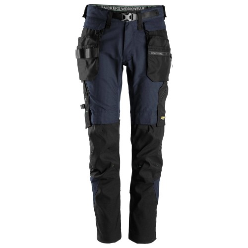 6972 Pantalones largos de trabajo FlexiWork con bolsillos flotantes desmontables azul marino-negro