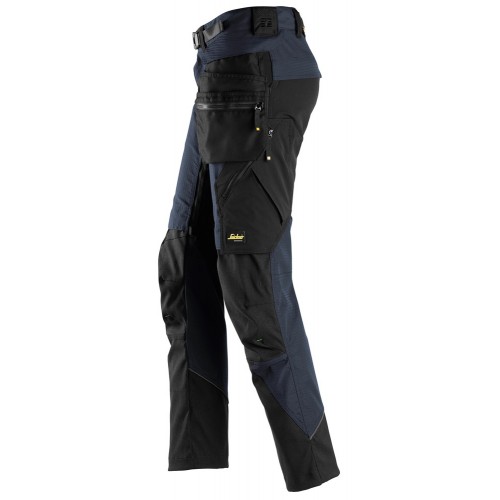 6972 Pantalones largos de trabajo FlexiWork con bolsillos flotantes desmontables azul marino-negro