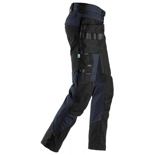 6972 Pantalones largos de trabajo FlexiWork con bolsillos flotantes desmontables azul marino-negro