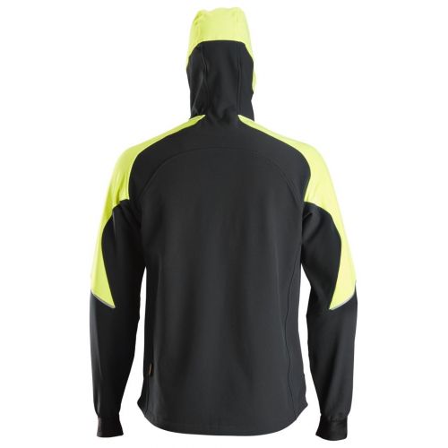 8025 Sudadera fluorescente con capucha y cremallera completa FlexiWork negro/ amarillo