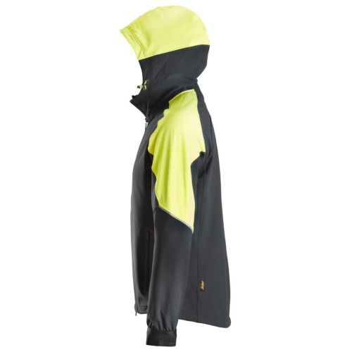 8025 Sudadera fluorescente con capucha y cremallera completa FlexiWork negro/ amarillo