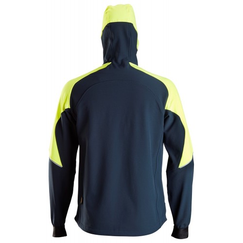 8025 Sudadera fluorescente con capucha y cremallera completa FlexiWork azul marino/ amarillo