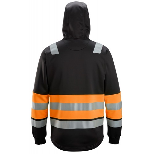 8038 Sudadera con capucha y cremallera completa de alta visibilidad clase 1 negro-naranja