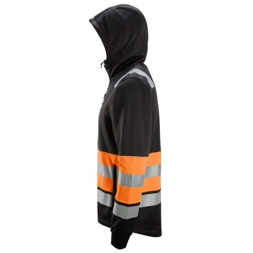 8038 Sudadera con capucha y cremallera completa de alta visibilidad clase 1 negro-naranja