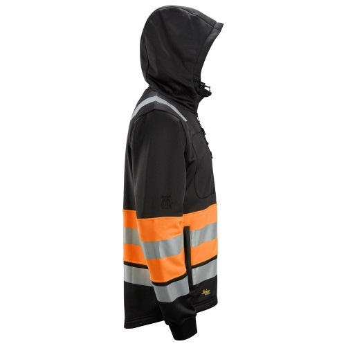 8038 Sudadera con capucha y cremallera completa de alta visibilidad clase 1 negro-naranja