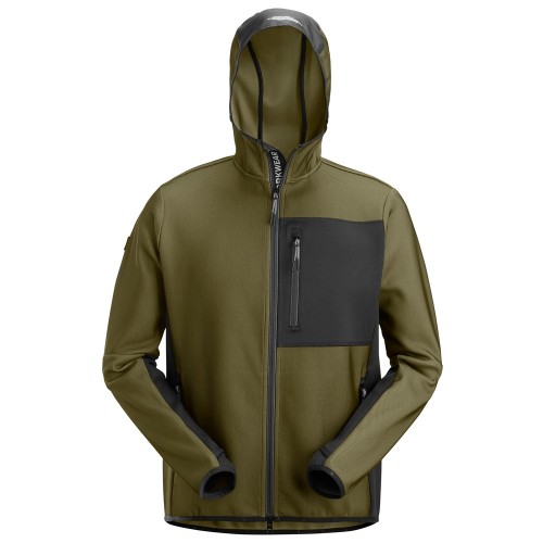 8044 Sudadera con capucha capa intermedia y cremallera completa Flexiwork verde khaki-negro talla L