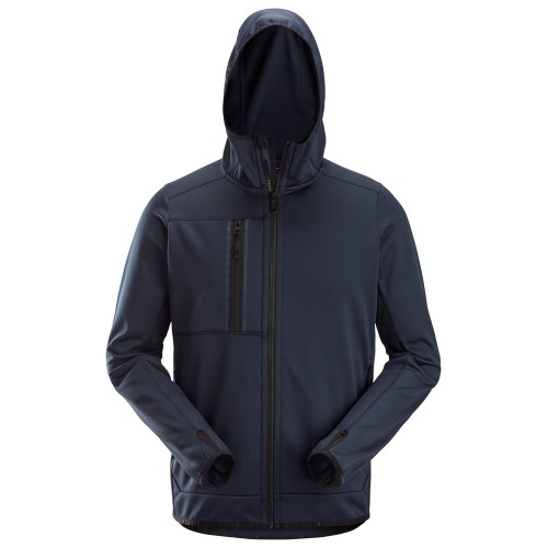 8058 Chaqueta con forro polar, capucha y cremallera completa AllroundWork azul marino talla XS