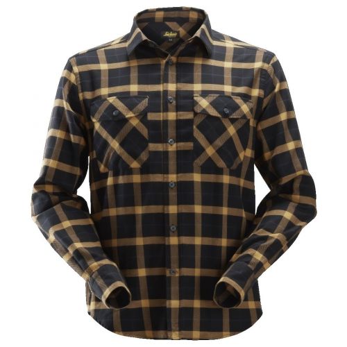 Camisa manga larga franela de cuadros AllroundWork negro-marron talla S