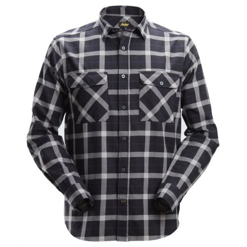 Camisa franela a cuadros manga larga negro-gris talla L