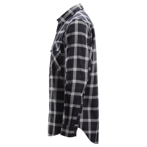 8516 Camisa de manga larga de franela de cuadros AllroundWork negro/ gris