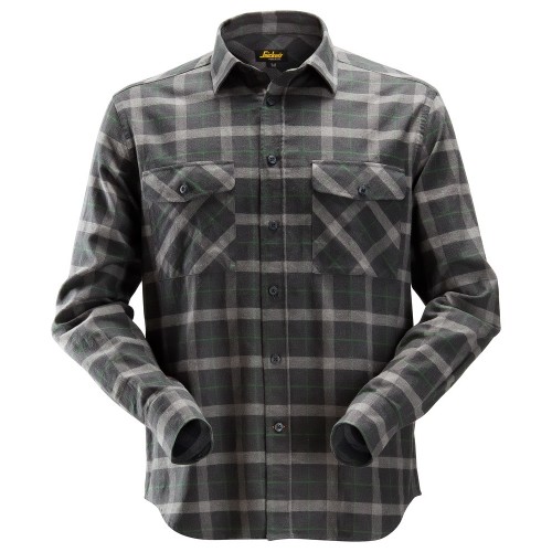 8516 Camisa de manga larga a cuadros de franela AllroundWork gris antracita-gris jaspeados talla XL