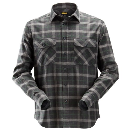 8516 Camisa de manga larga a cuadros de franela AllroundWork gris antracita-gris jaspeados talla XXL