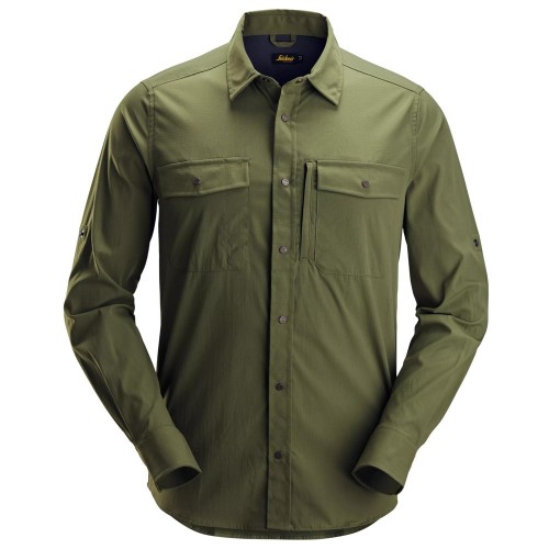 8521 Camisa de manga larga absorbente LiteWork verde khaki