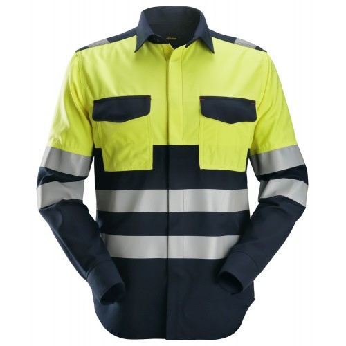 8560 Camisa de manga larga de alta visibilidad clase 1 ProtecWork azul marino-amarillo