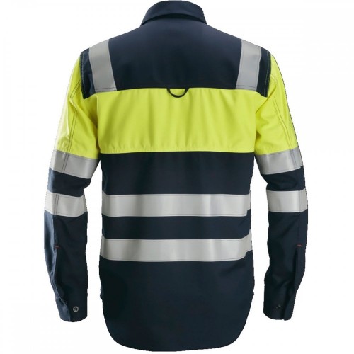 8563 Camisa de manga larga de alta visibilidad clase 1 para soldador ProtecWork azul marino-amarillo