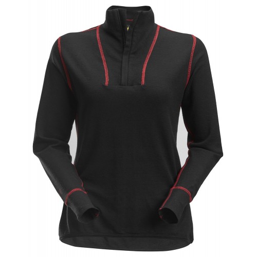 9476 Camisa de manga larga de lana con media cremallera para mujer ProtecWork negro talla XL