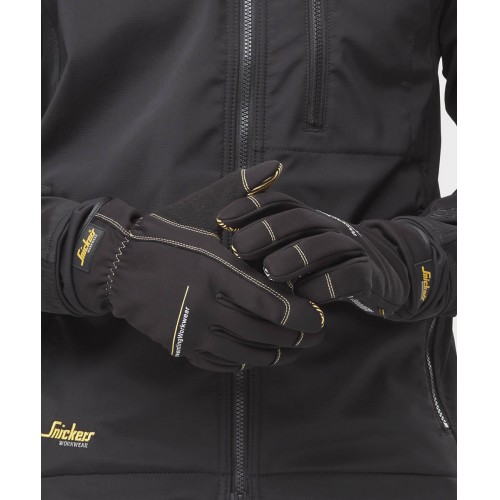 9562 Par de guantes de trabajo resistentes al agua y flexibles Weather Flex Dry negro