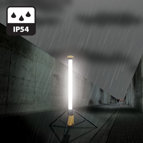 Luz LED 6.000 lm recargable en 360° sobre trípode y cargador rápido