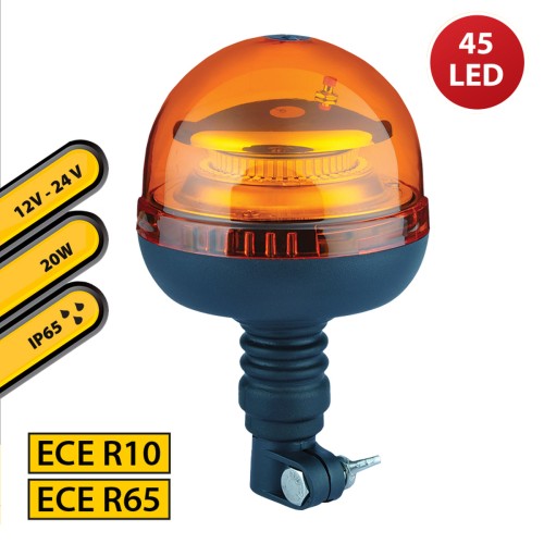 Baliza giratoria LED 12/24V con base flexible (DIN) 20W color naranja