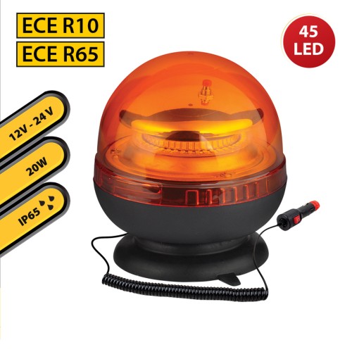 Baliza giratoria 12/24 V con base magnética y conector mechero, 20 W