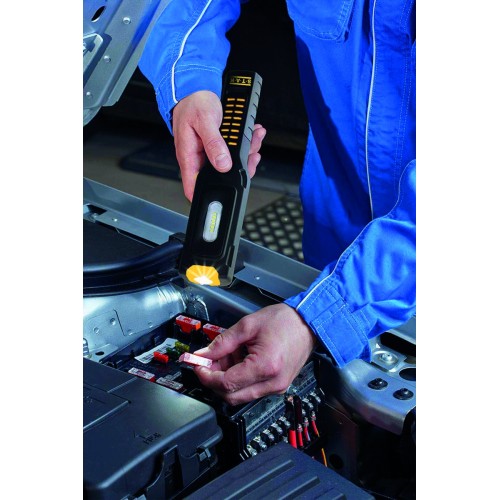 Luz de trabajo + linterna LED recargable con ganchos e imán, base regulable, ALAMO