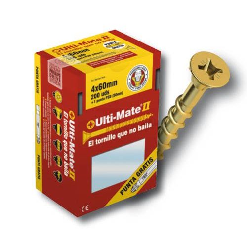 Caja Industrial de 1000 tornillos bicromatados de alto rendimiento para madera (2.5x16 mm)