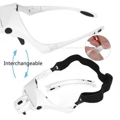 Gafas LED con lupa y 5 dioptrías intercambiables