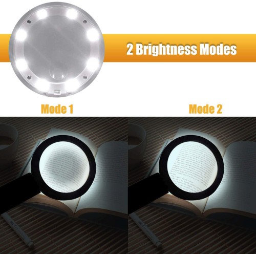 Lámpara de mano o de mesa de 8 LED con lente 5X / 11X