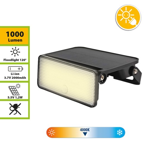 Foco LED solar orientable con detector de movimiento MAYA