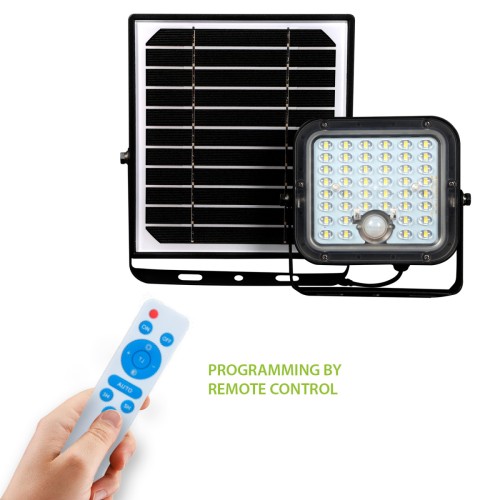 Foco LED con detector de presencia y panel solar remoto CUBE 1.500 lm