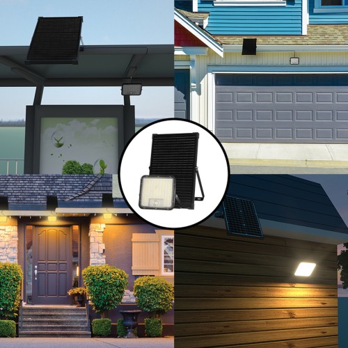 Foco LED con detector de presencia y panel solar remoto CUBE 9.600 lm