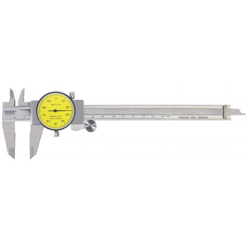 Calibre pie de rey con comparador DIN 862, Capacidad util 150 mm, Boca 40 mm, Lectura 0,02 mm